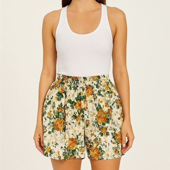 Coaco Vintage Floral Silk Longline Shorts - Picture 1 of 7